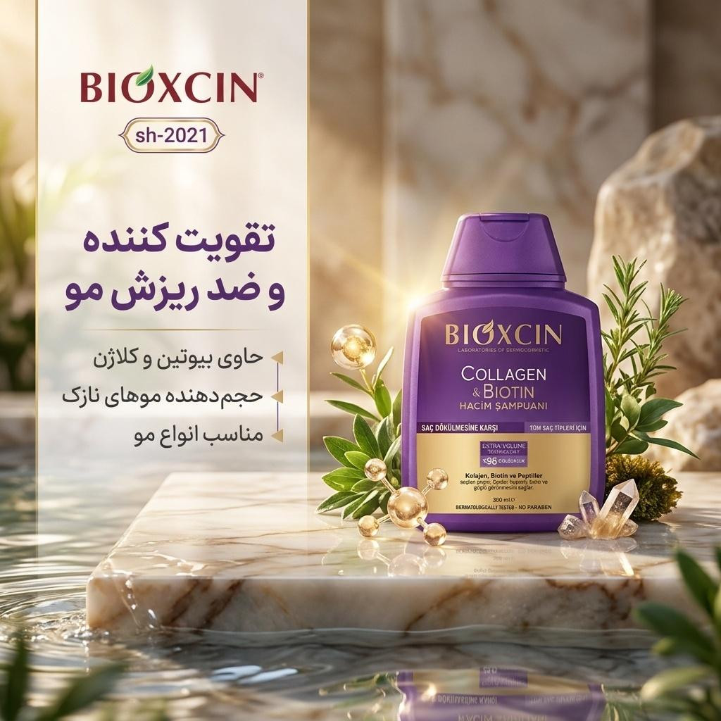 شامپو ضد ریزش بیوکسین حاوی بیوتین و کلاژن، 300 میلی‌لیتر