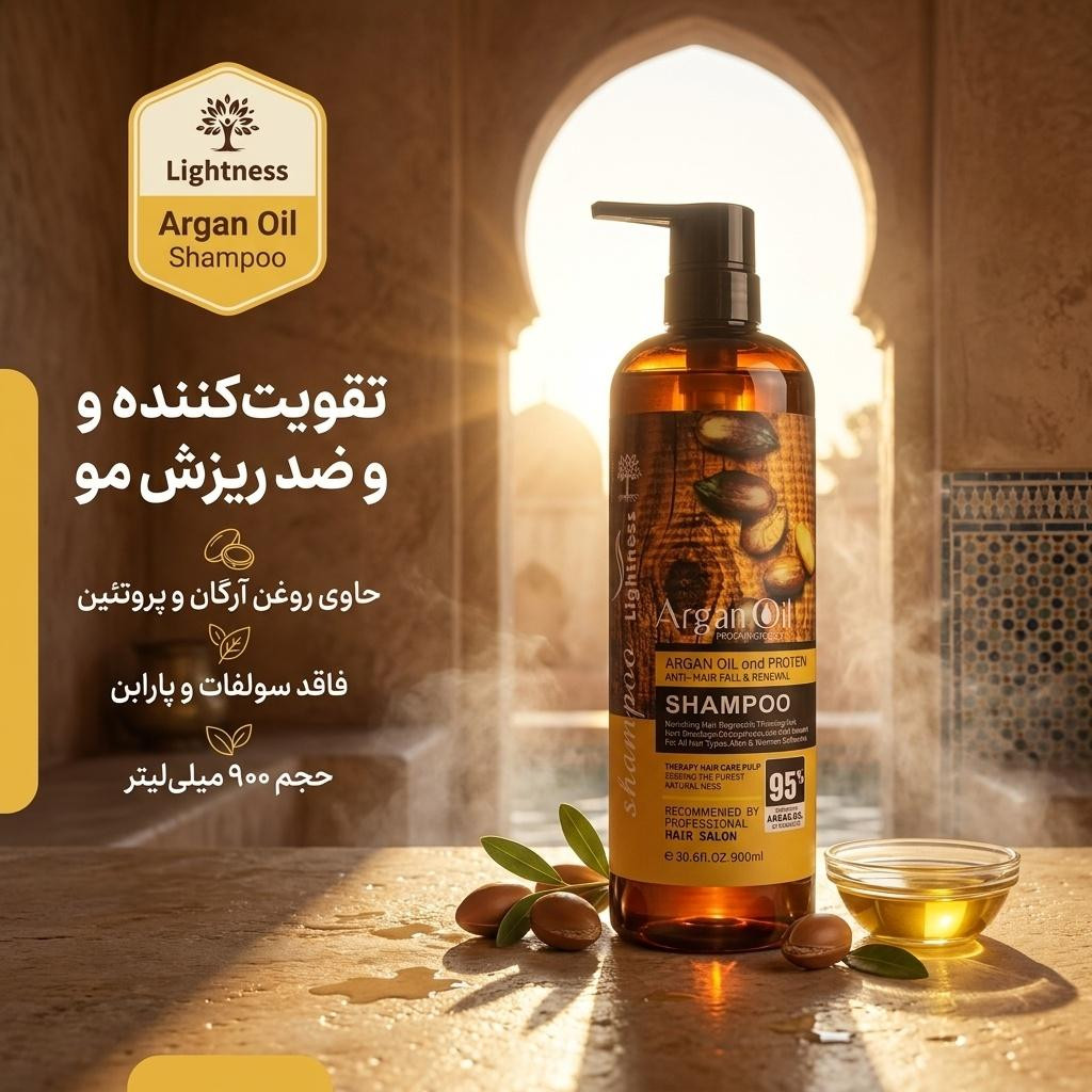 شامپو آرگان ضد ریزش لایتنس 900 میلی‌لیتر