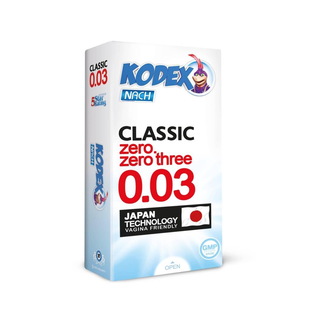 بسته ۱۰ عددی کاندوم کدکس Classic Zero Zero Three با ضخامت ۰٫۰۳ میلی‌متر